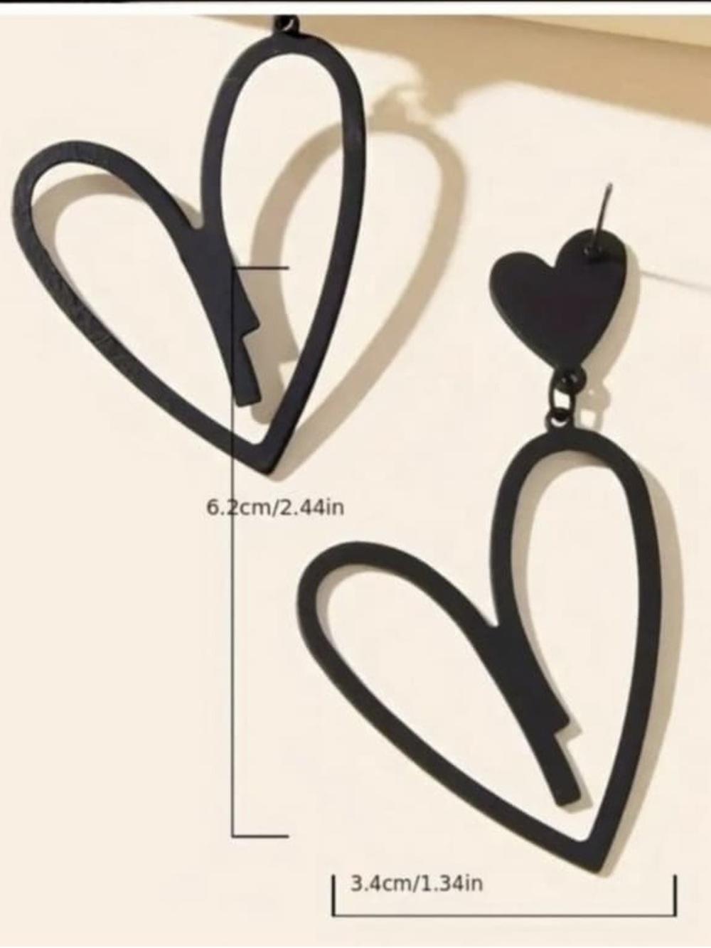 Black Heart Drop Earrings for Kids - Cute Broken Heart Design